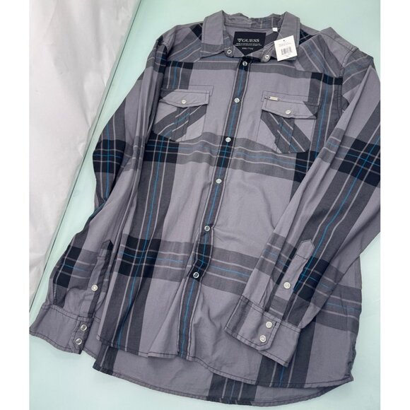 Chemise Buffalo David Bitton Homme - M - Manches Longues - Boutons Pression - Bleu